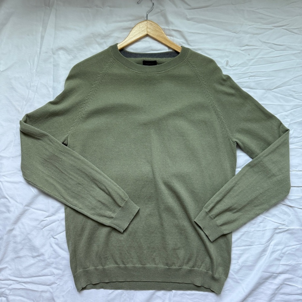 Men's Olive Green Merino Wool Blend Sweater